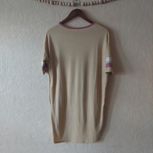 LuLaRoe Irma tunic top yellow ringer oversized short sleeve modest XXS - Picture 6 of 8